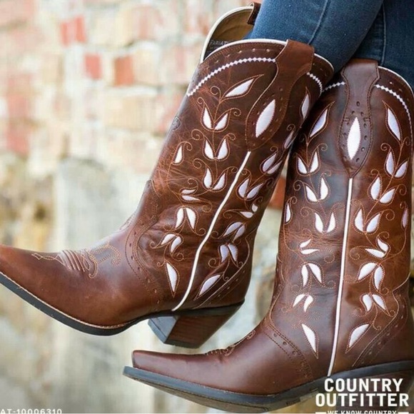 Ariat Shoes - Ariat ATS Sonora Brown Leather Western Cowboy Boots Women's Size 7 - Rustic